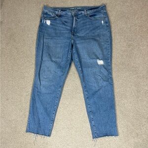 Old navy high rise OG straight leg blue distressed jeans in size 18